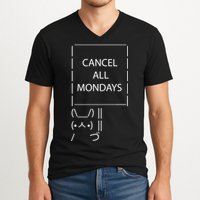 ASCII Bunny Cancel All Mondays V-Neck T-Shirt