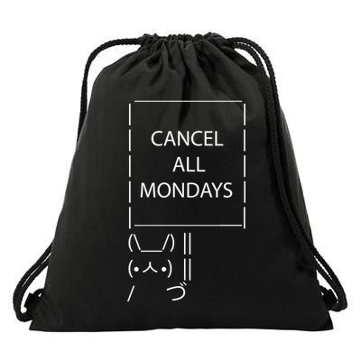 ASCII Bunny Cancel All Mondays Drawstring Bag
