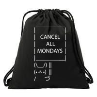 ASCII Bunny Cancel All Mondays Drawstring Bag