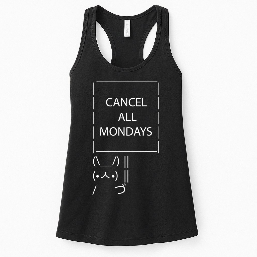 ASCII Bunny Cancel All Mondays Womens Tank Top