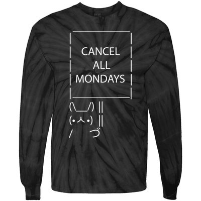 ASCII Bunny Cancel All Mondays Tie-Dye Long Sleeve Shirt