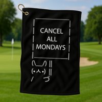 ASCII Bunny Cancel All Mondays Golf Towel