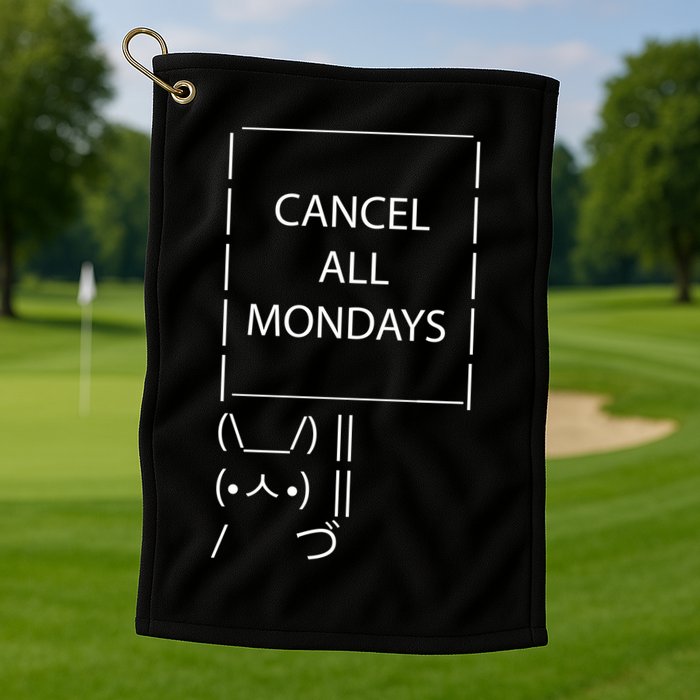 ASCII Bunny Cancel All Mondays Golf Towel