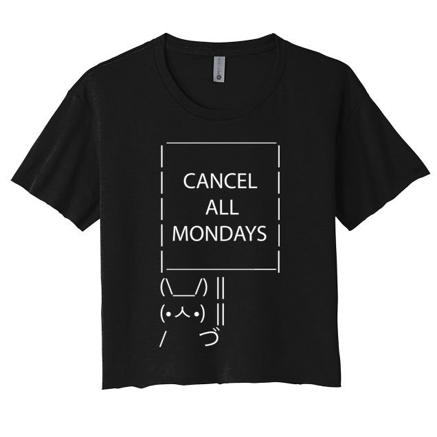 ASCII Bunny Cancel All Mondays Crop Top
