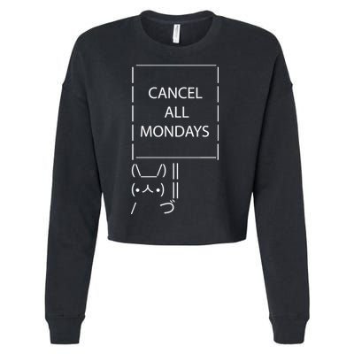 ASCII Bunny Cancel All Mondays Cropped Pullover Crew