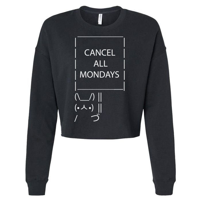 ASCII Bunny Cancel All Mondays Cropped Pullover Crew