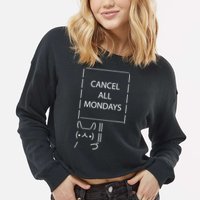 ASCII Bunny Cancel All Mondays Cropped Pullover Crew