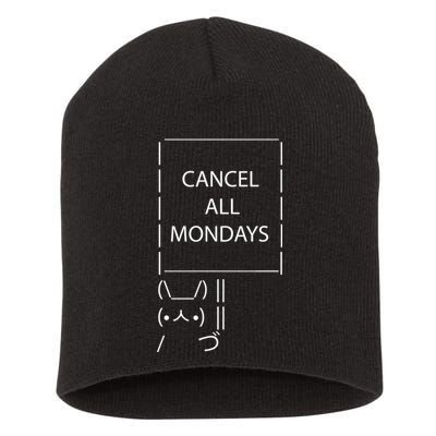 ASCII Bunny Cancel All Mondays Short Acrylic Beanie