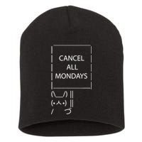 ASCII Bunny Cancel All Mondays Short Acrylic Beanie