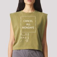 ASCII Bunny Cancel All Mondays Garment-Dyed Women's Muscle Tee
