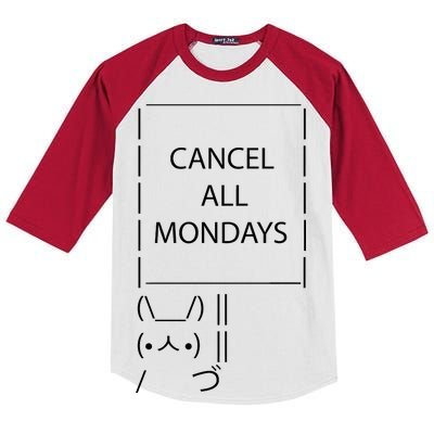 ASCII Bunny Cancel All Mondays Kids Colorblock Raglan Jersey