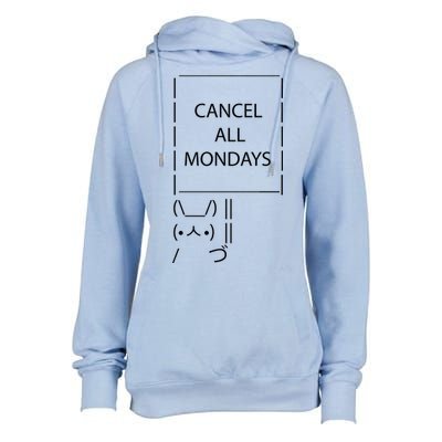 ASCII Bunny Cancel All Mondays Womens Funnel Neck Pullover Hood