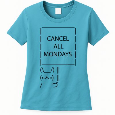 ASCII Bunny Cancel All Mondays Womens T-Shirt