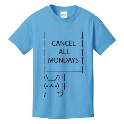 ASCII Bunny Cancel All Mondays Kids T-Shirt