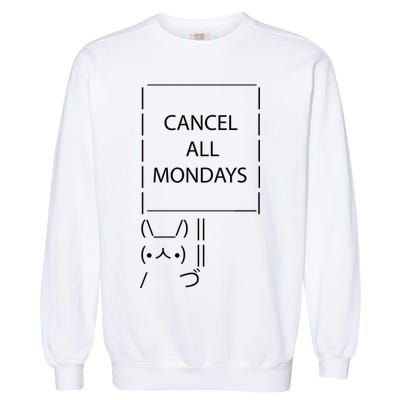ASCII Bunny Cancel All Mondays Garment-Dyed Sweatshirt