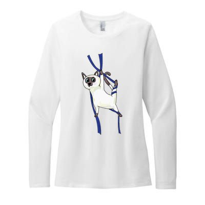 Aerial Silks Dancer Aerialist Air Yoga Acrobatics Cat Funny Womens CVC Long Sleeve Shirt