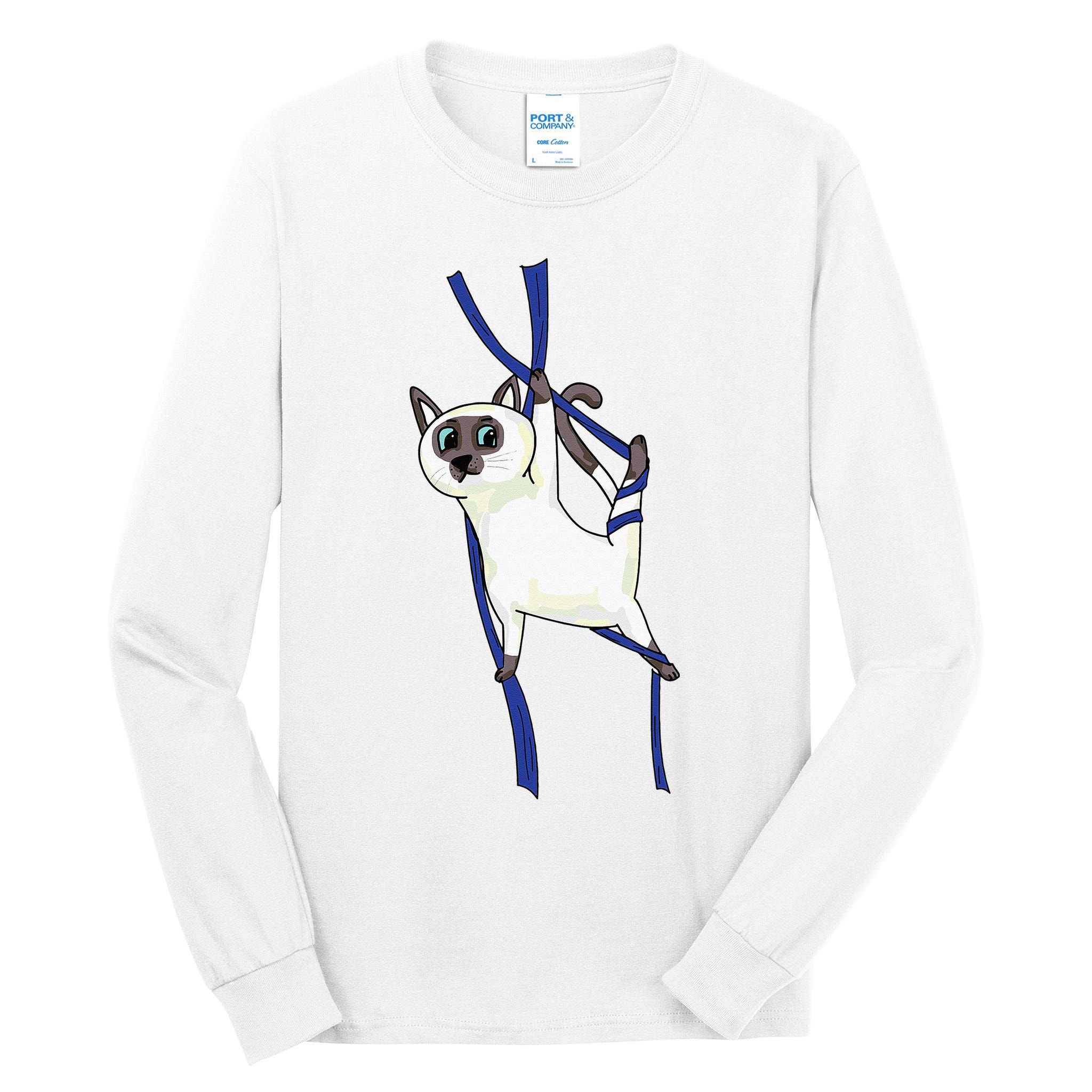 Aerial Silks Dancer Aerialist Air Yoga Acrobatics Cat Funny Tall Long Sleeve T-Shirt