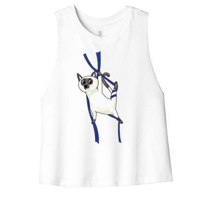 Aerial Silks Dancer Aerialist Air Yoga Acrobatics Cat Funny Women's Racerback Cropped Tank