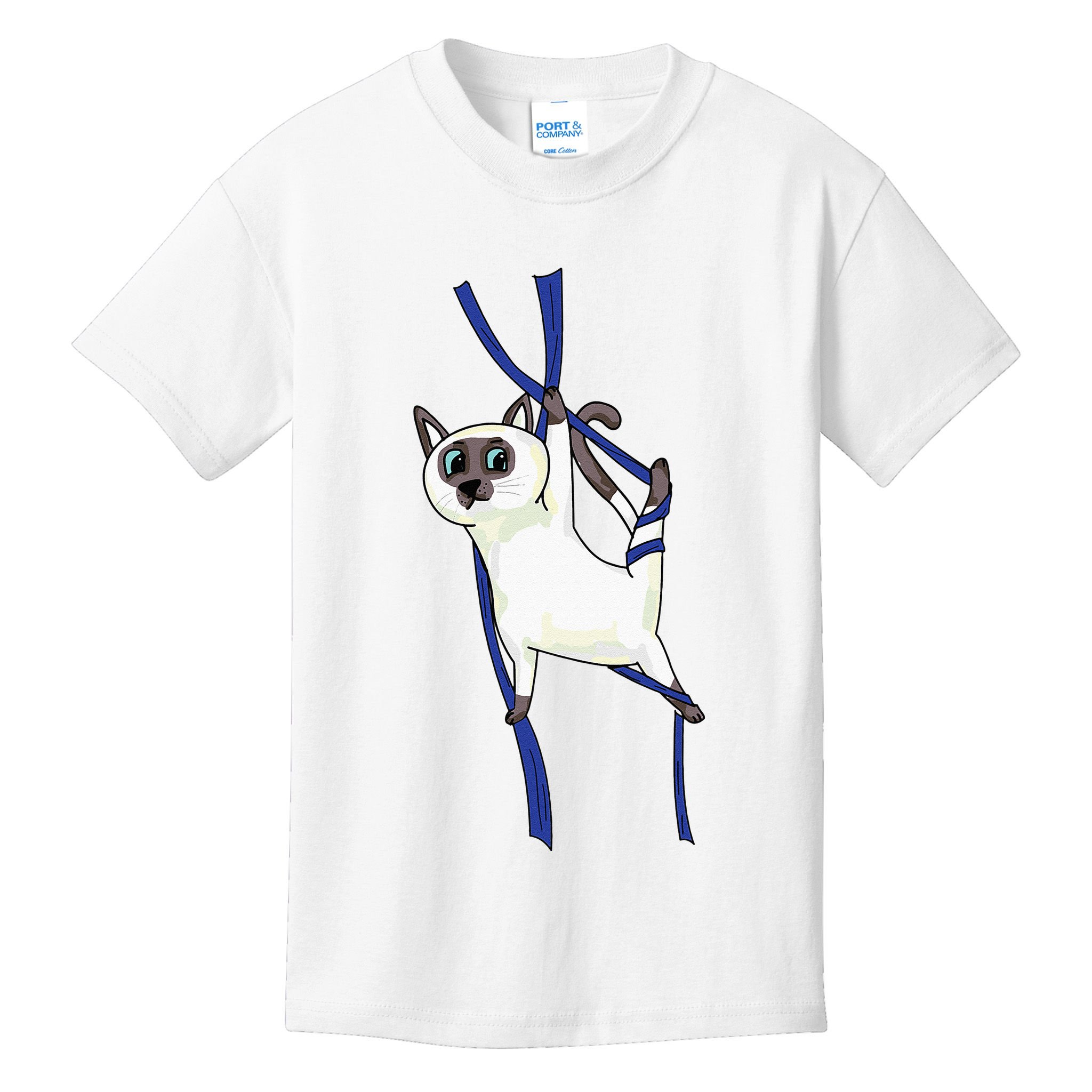 Aerial Silks Dancer Aerialist Air Yoga Acrobatics Cat Funny Kids T-Shirt