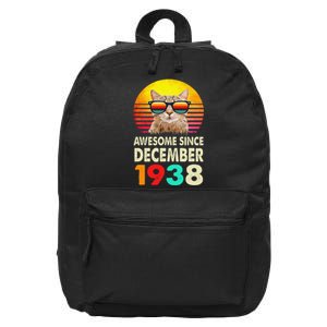 Awesome Since December 1938 84th Birthday Gift Cat Lover 16 in Basic Backpack