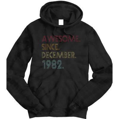 Awesome Since December 1982 40th Birthday Gift 40 Years Old Tie Dye Hoodie