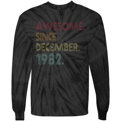 Awesome Since December 1982 40th Birthday Gift 40 Years Old Tie-Dye Long Sleeve Shirt