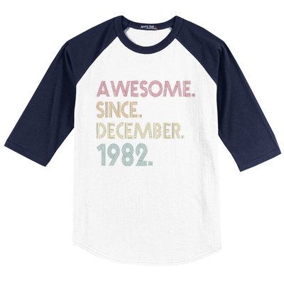 Awesome Since December 1982 40th Birthday Gift 40 Years Old Baseball Sleeve Shirt