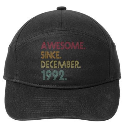 Awesome Since December 1992 30th Birthday Gift 30 Years Old 7-Panel Snapback Hat