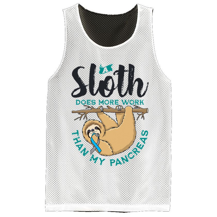 A Sloth Does More Work Than My Pancreas Type One Diabetes Mesh Reversible Basketball Jersey Tank
