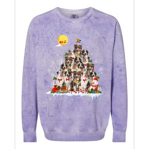 Australian Shepherd Dog Lover Matching Santa Christmas Tree Cute Gift Colorblast Crewneck Sweatshirt