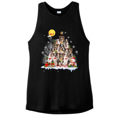 Australian Shepherd Dog Lover Matching Santa Christmas Tree Cute Gift Ladies PosiCharge Tri-Blend Wicking Tank