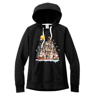 Australian Shepherd Dog Lover Matching Santa Christmas Tree Cute Gift Women's Fleece Hoodie