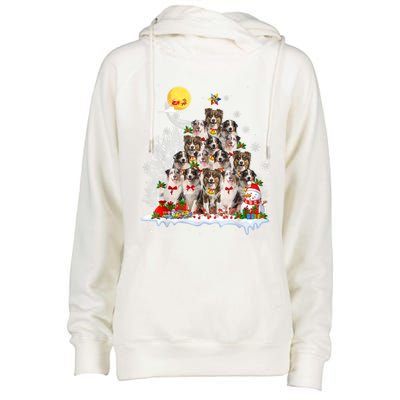 Australian Shepherd Dog Lover Matching Santa Christmas Tree Cute Gift Womens Funnel Neck Pullover Hood