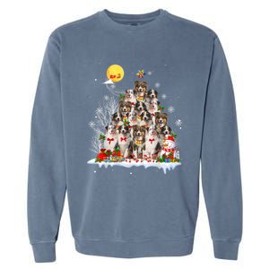 Australian Shepherd Dog Lover Matching Santa Christmas Tree Cute Gift Garment-Dyed Sweatshirt