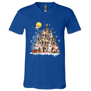 Australian Shepherd Dog Lover Matching Santa Christmas Tree Cute Gift V-Neck T-Shirt