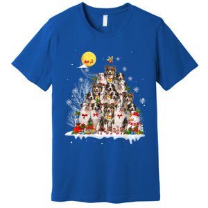 Australian Shepherd Dog Lover Matching Santa Christmas Tree Cute Gift Premium T-Shirt