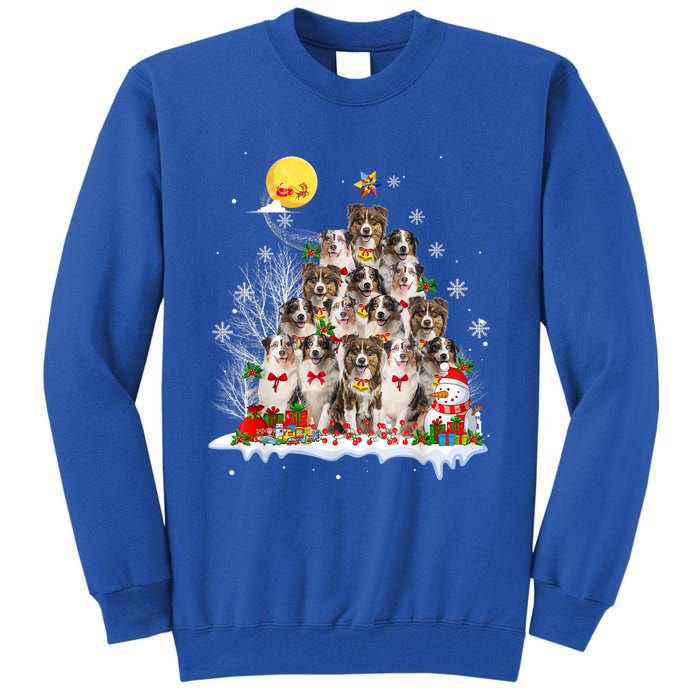 Australian Shepherd Dog Lover Matching Santa Christmas Tree Cute Gift Tall Sweatshirt