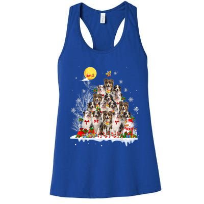 Australian Shepherd Dog Lover Matching Santa Christmas Tree Cute Gift Women's Racerback Tank