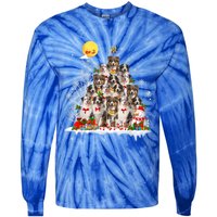 Australian Shepherd Dog Lover Matching Santa Christmas Tree Cute Gift Tie-Dye Long Sleeve Shirt