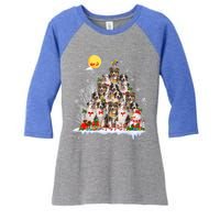 Australian Shepherd Dog Lover Matching Santa Christmas Tree Cute Gift Women's Tri-Blend 3/4-Sleeve Raglan Shirt