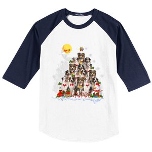 Australian Shepherd Dog Lover Matching Santa Christmas Tree Cute Gift Baseball Sleeve Shirt