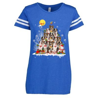 Australian Shepherd Dog Lover Matching Santa Christmas Tree Cute Gift Enza Ladies Jersey Football T-Shirt