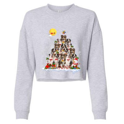 Australian Shepherd Dog Lover Matching Santa Christmas Tree Cute Gift Cropped Pullover Crew