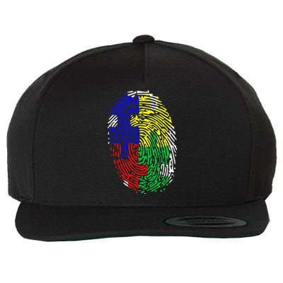 Autism Spectrum Disorder (ASD) Awareness Fingerprint Wool Snapback Cap