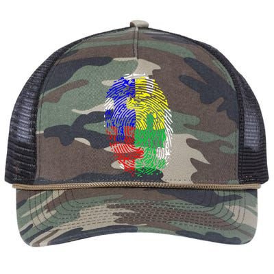 Autism Spectrum Disorder (ASD) Awareness Fingerprint Retro Rope Trucker Hat Cap