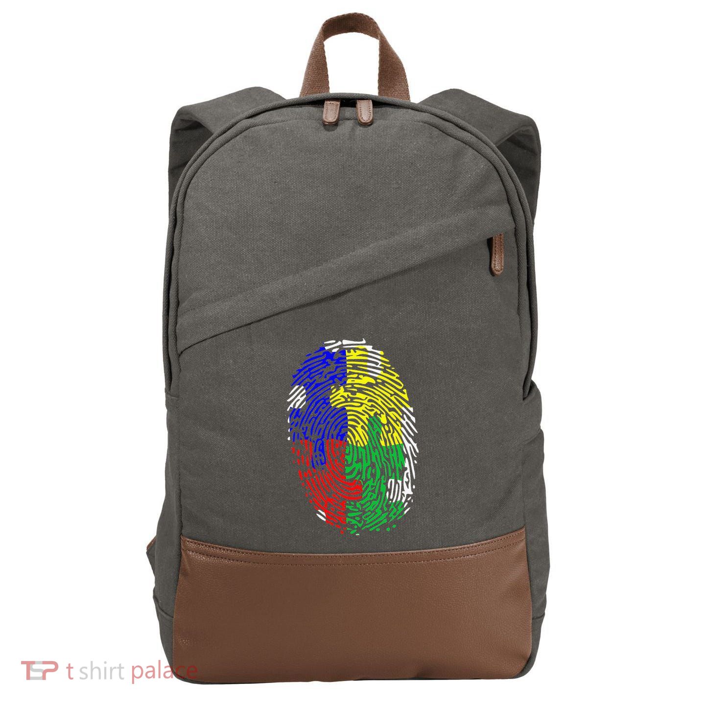 Autism Spectrum Disorder (ASD) Awareness Fingerprint Cotton Canvas Backpack