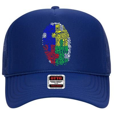 Autism Spectrum Disorder (ASD) Awareness Fingerprint High Crown Mesh Back Trucker Hat