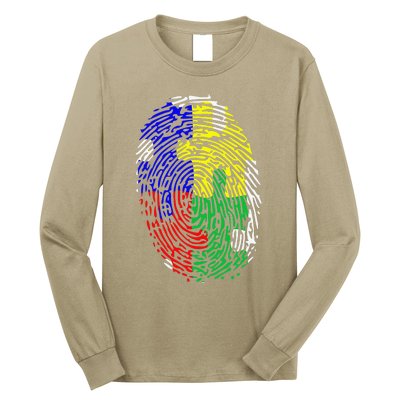 Autism Spectrum Disorder (ASD) Awareness Fingerprint Long Sleeve Shirt