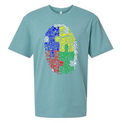 Autism Spectrum Disorder (ASD) Awareness Fingerprint Sueded Cloud Jersey T-Shirt