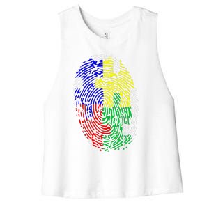 Autism Spectrum Disorder (ASD) Awareness Fingerprint Women's Racerback Cropped Tank